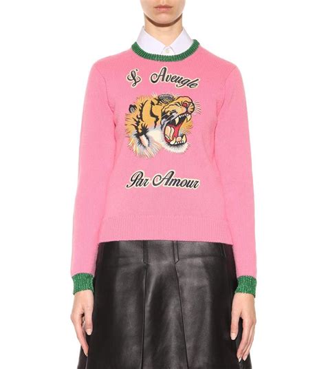 gucci pink sweater mens|gucci tiger sweater women.